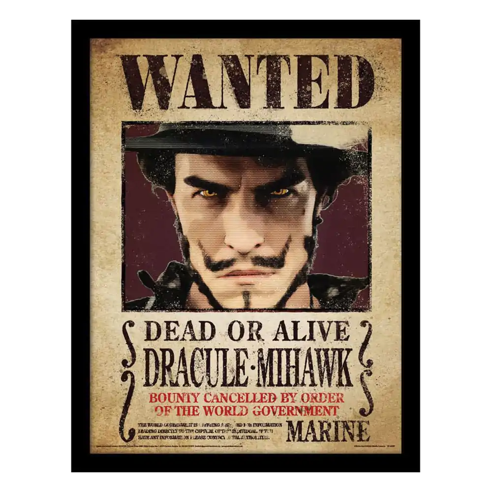 One Piece Collector Print Zarámovaný plagát Mihawk Wanted produktová fotografia