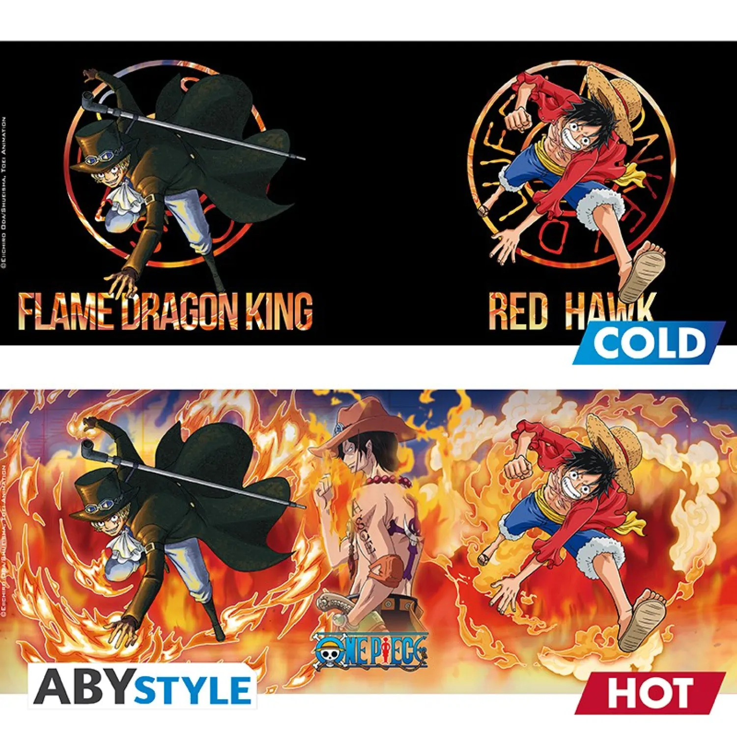 One Piece Luffy & Sabo hrnček meniaci farbu teplom produktová fotografia