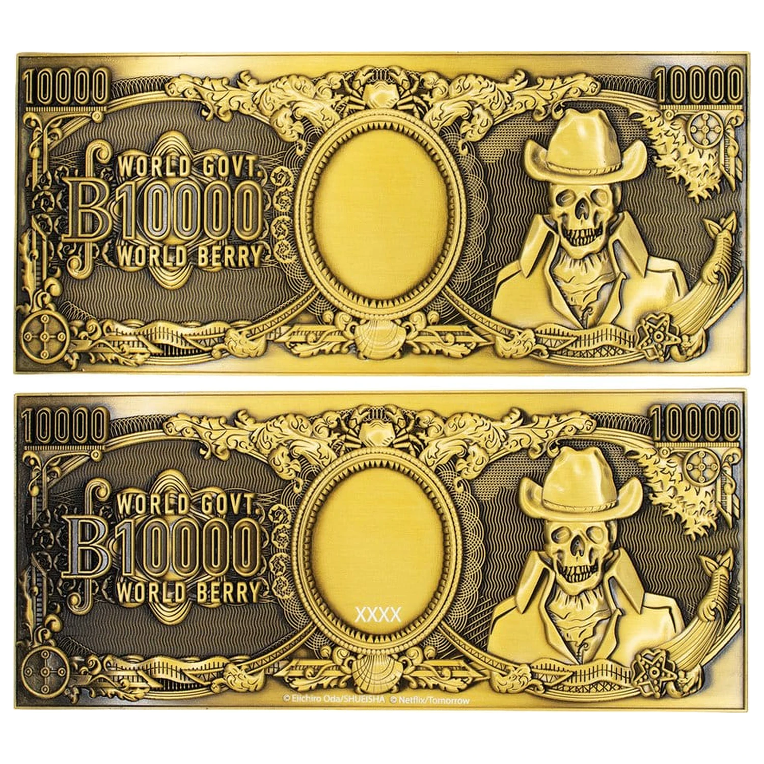 One Piece replika 10,000 World Berry kovová bankovka 6 x 15 cm produktová fotografia