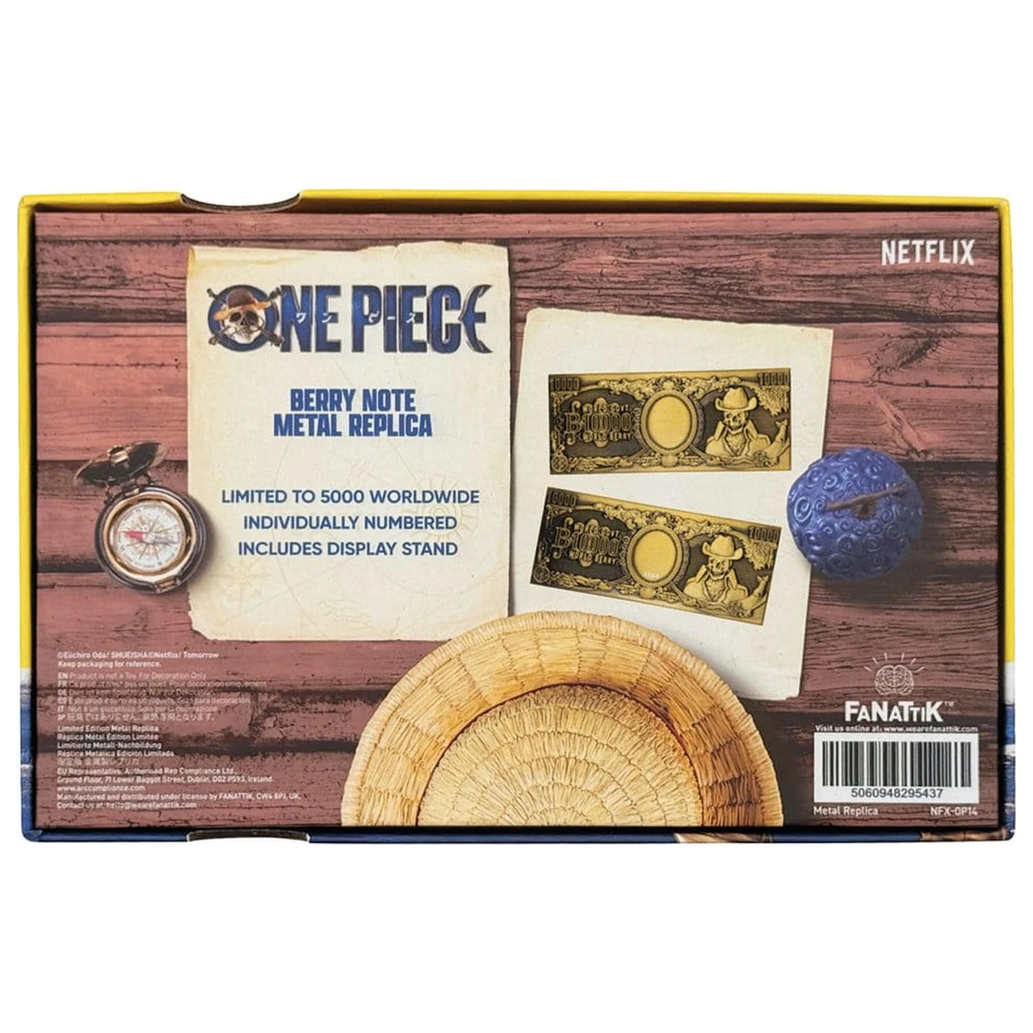 One Piece replika 10,000 World Berry kovová bankovka 6 x 15 cm produktová fotografia