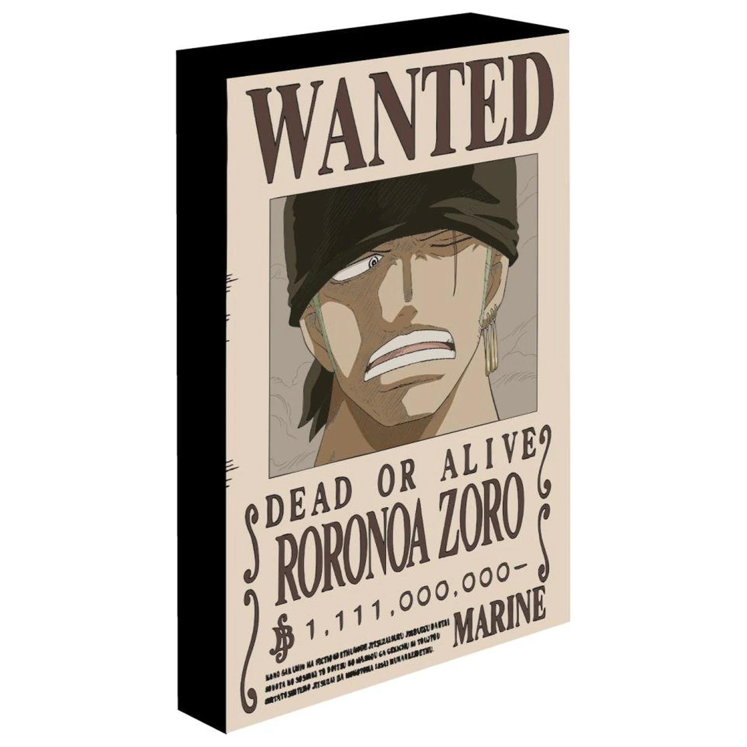 One Piece Zoro Wanted Light Canvas 40x30 cm produktová fotografia