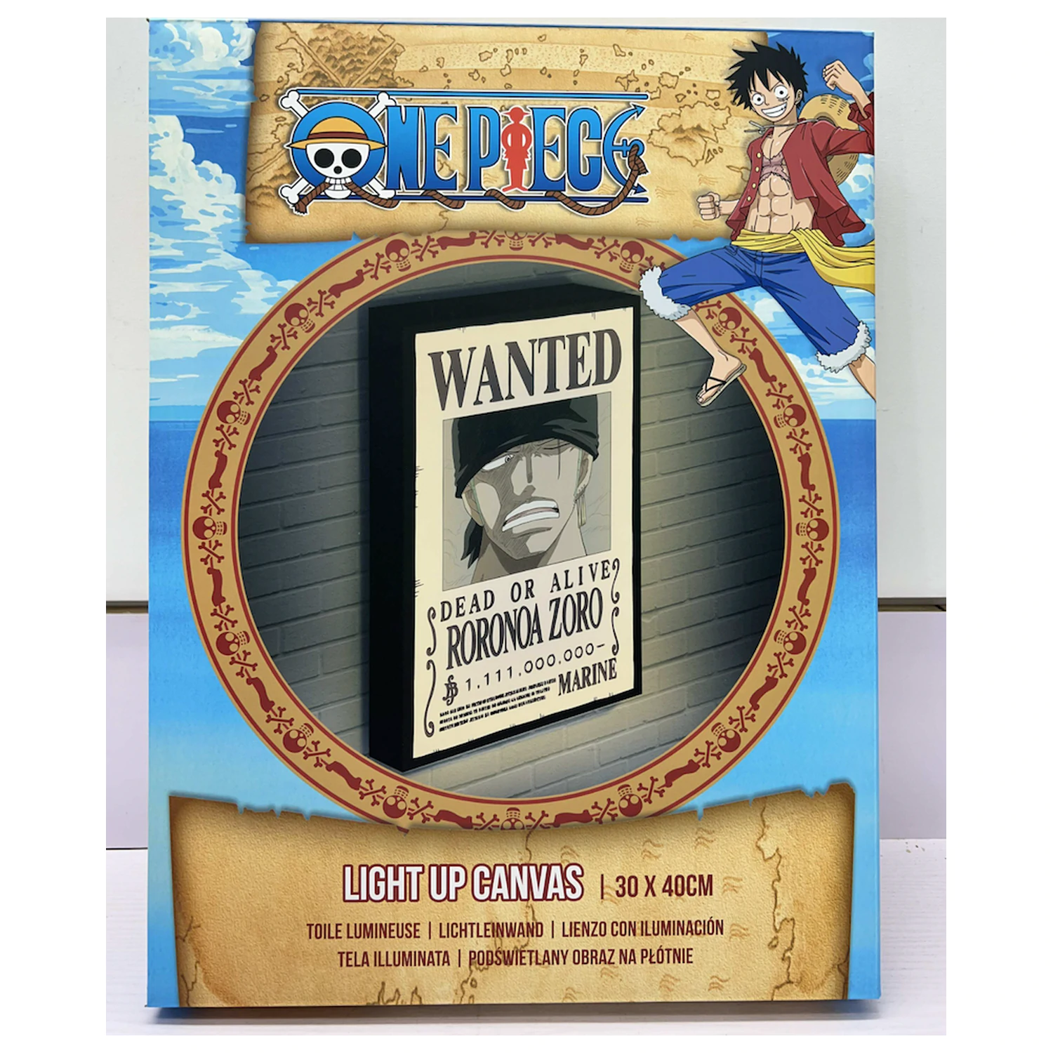 One Piece Zoro Wanted Light Canvas 40x30 cm produktová fotografia