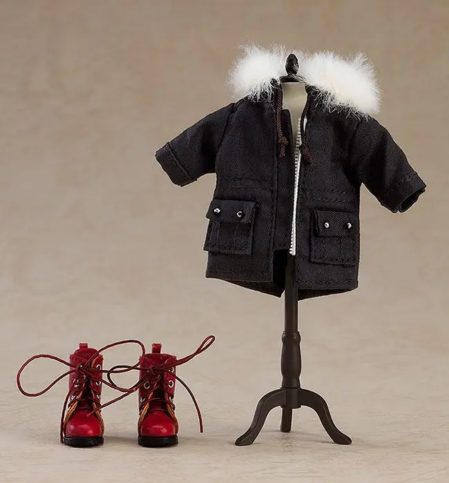 Original Character Parts for Nendoroid Doll Figures Warm Clothing Set: Boots &amp; Mod Coat (Black) termékfotó