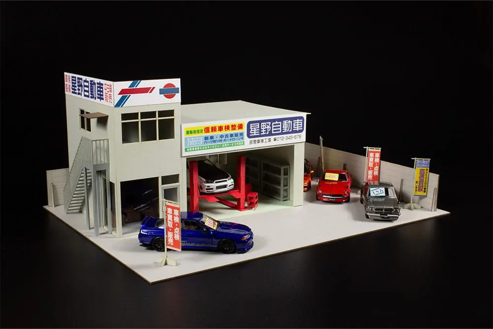 Originálna ilustrácia 1/80 papierová stavebnica 1/64 Auto garage - Great Cars Specialtyshop 10 cm produktová fotografia