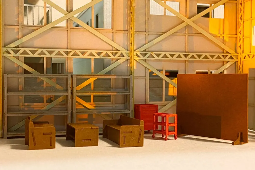 Originálna ilustrácia 1/80 papierová stavebnica modelu 1/80 Factoryinterior Set (re-run) 3 cm produktová fotografia