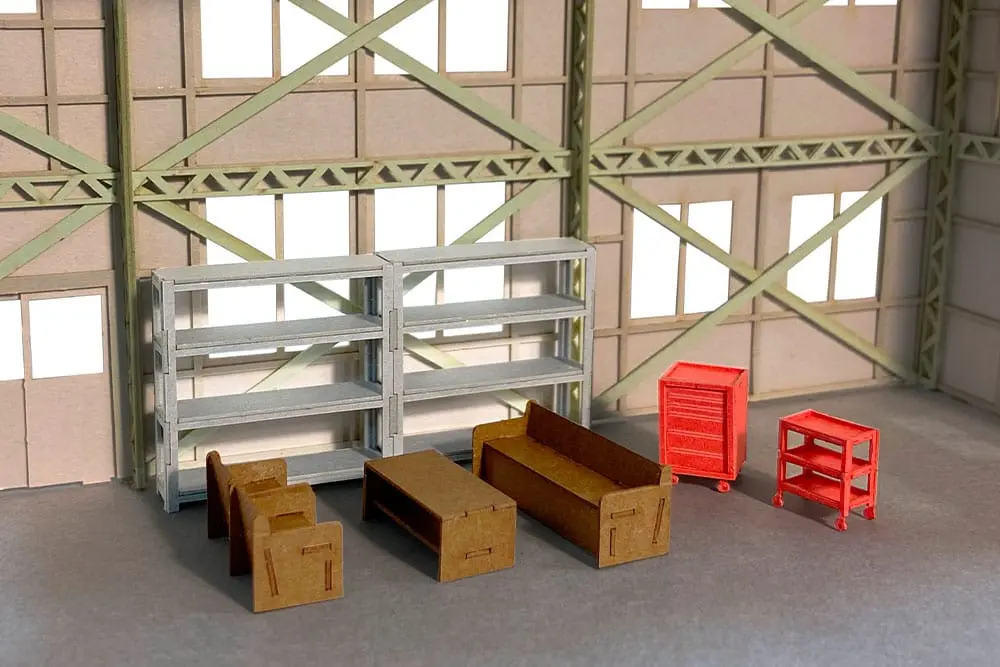 Originálna ilustrácia 1/80 papierová stavebnica modelu 1/80 Factoryinterior Set (re-run) 3 cm produktová fotografia