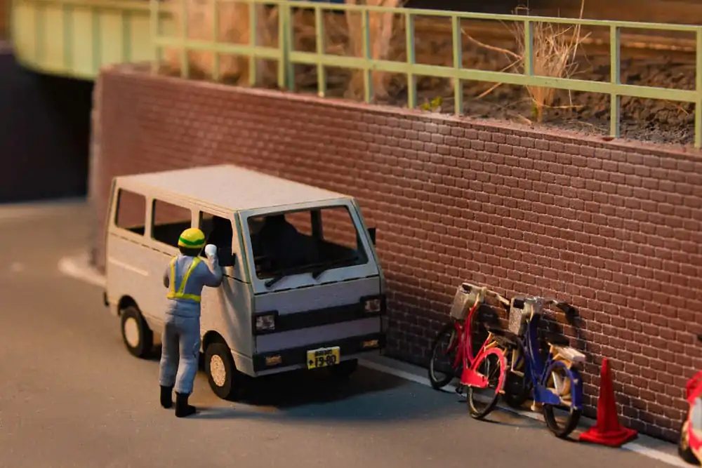 Originálna ilustrácia 1/80 Papierový model Kit 1/80 Town Corner Accessory Series Kei Van (white/blue/silver) 2 cm produktová fotografia