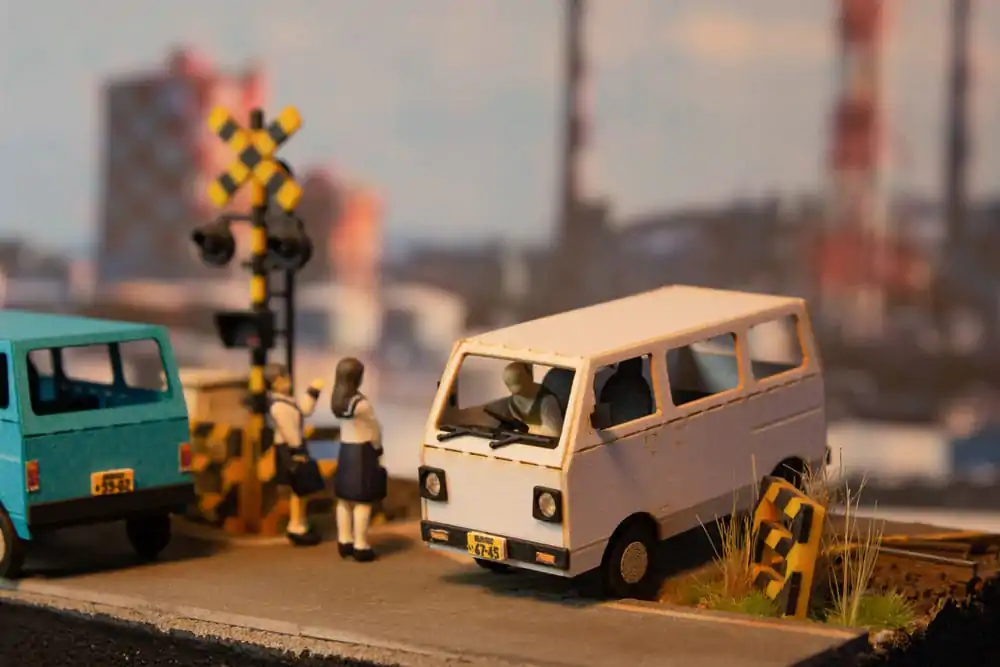 Originálna ilustrácia 1/80 Papierový model Kit 1/80 Town Corner Accessory Series Kei Van (white/blue/silver) 2 cm produktová fotografia
