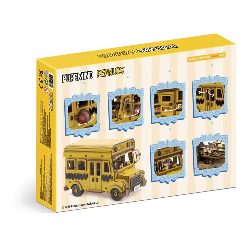 Peanuts Puremind Construction School Bus drevená stavebnica produktová fotografia