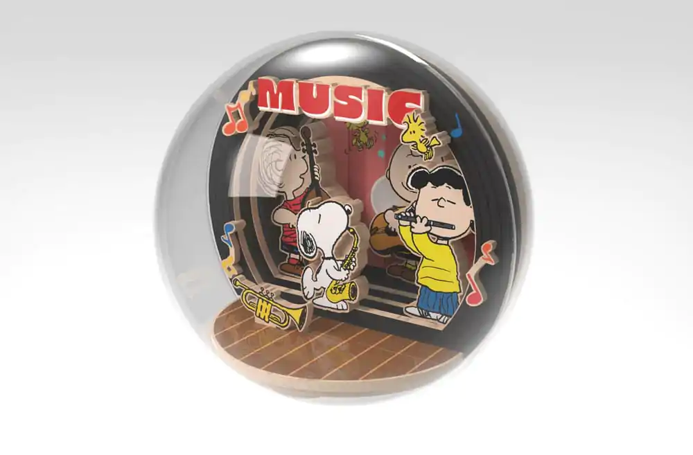 Peanuts Puremind stavebnica modelu glóbus drevený divadelný glóbus Night of Music produktová fotografia