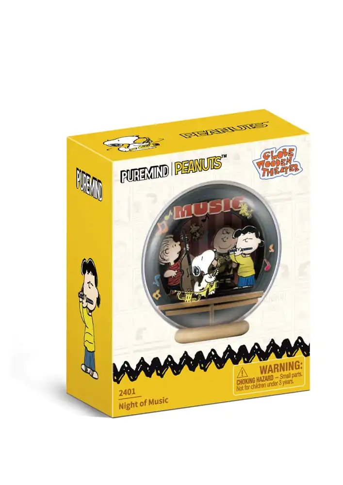 Peanuts Puremind stavebnica modelu glóbus drevený divadelný glóbus Night of Music produktová fotografia