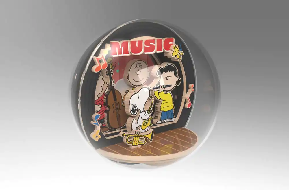 Peanuts Puremind stavebnica modelu glóbus drevený divadelný glóbus Night of Music produktová fotografia