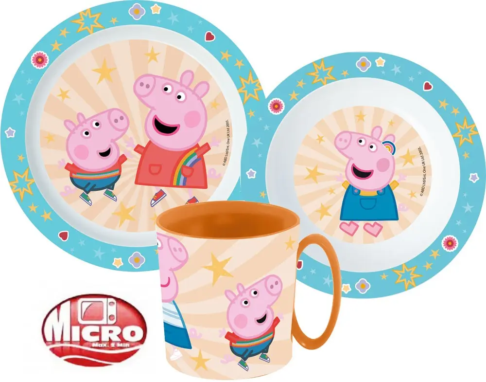 Súprava riadu Peppa Pig, mikrovlnná plastová súprava produktová fotografia