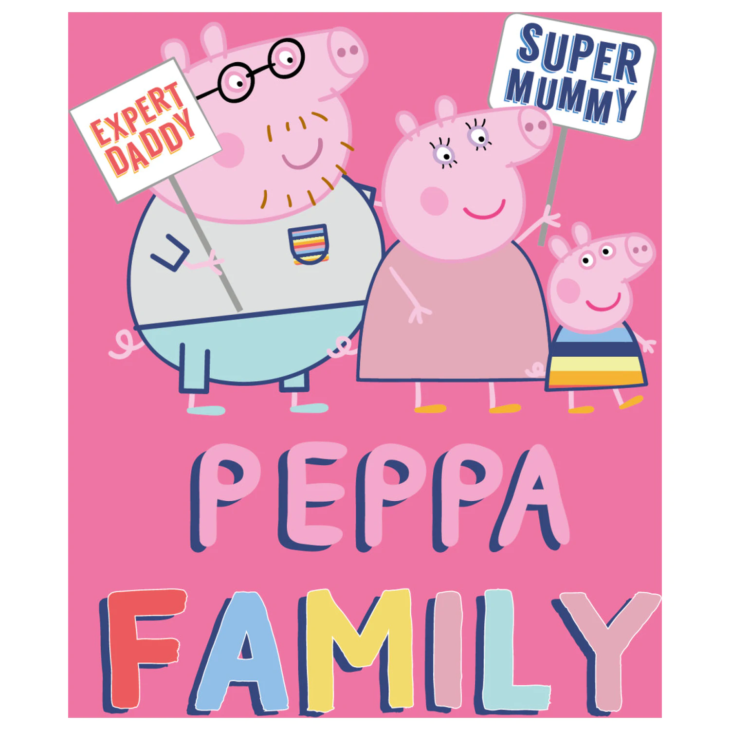 Peppa Pig Family Ružová flísová deka produktová fotografia