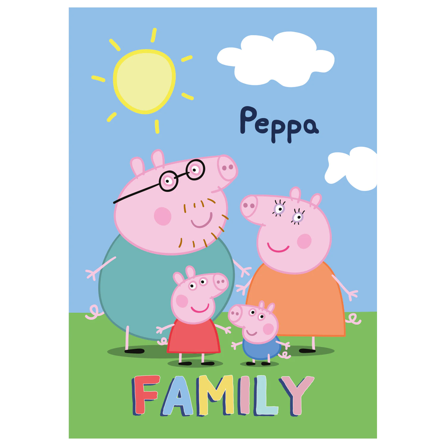 Peppa Pig Family flísová deka produktová fotografia