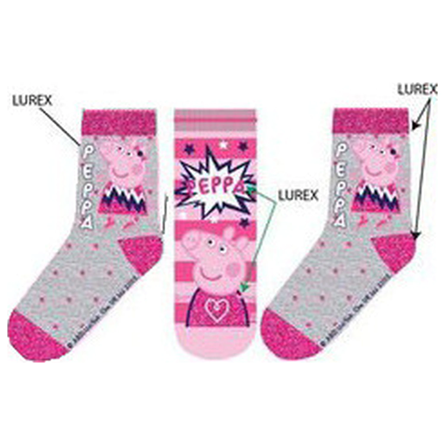 Peppa Pig sivé detské ponožky 31/34 produktová fotografia