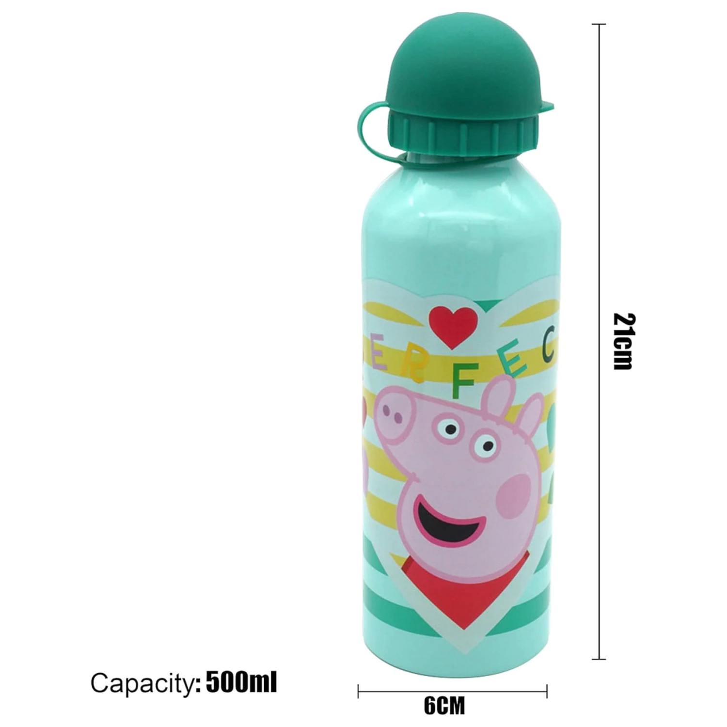 Peppa Pig Perfect hliníková fľaša na vodu s pitným uzáverom 500 ml produktová fotografia