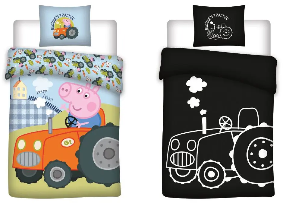 Peppa Pig svietiace v tme detské obliečky na paplón a vankúš sada 100x135cm, 40x60cm produktová fotografia