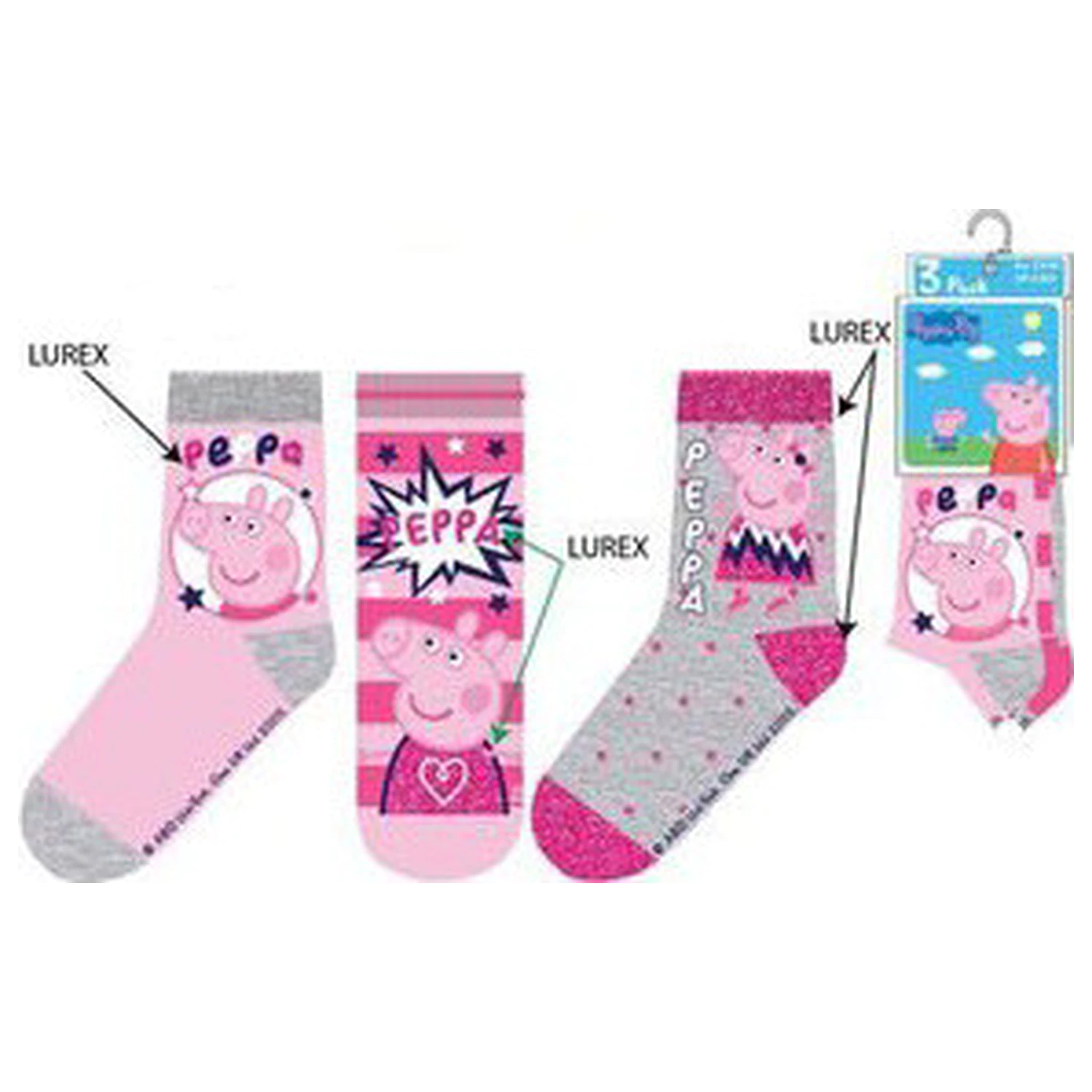 Peppa Pig Sparkle Steps Sivé detské ponožky 31/34 produktová fotografia