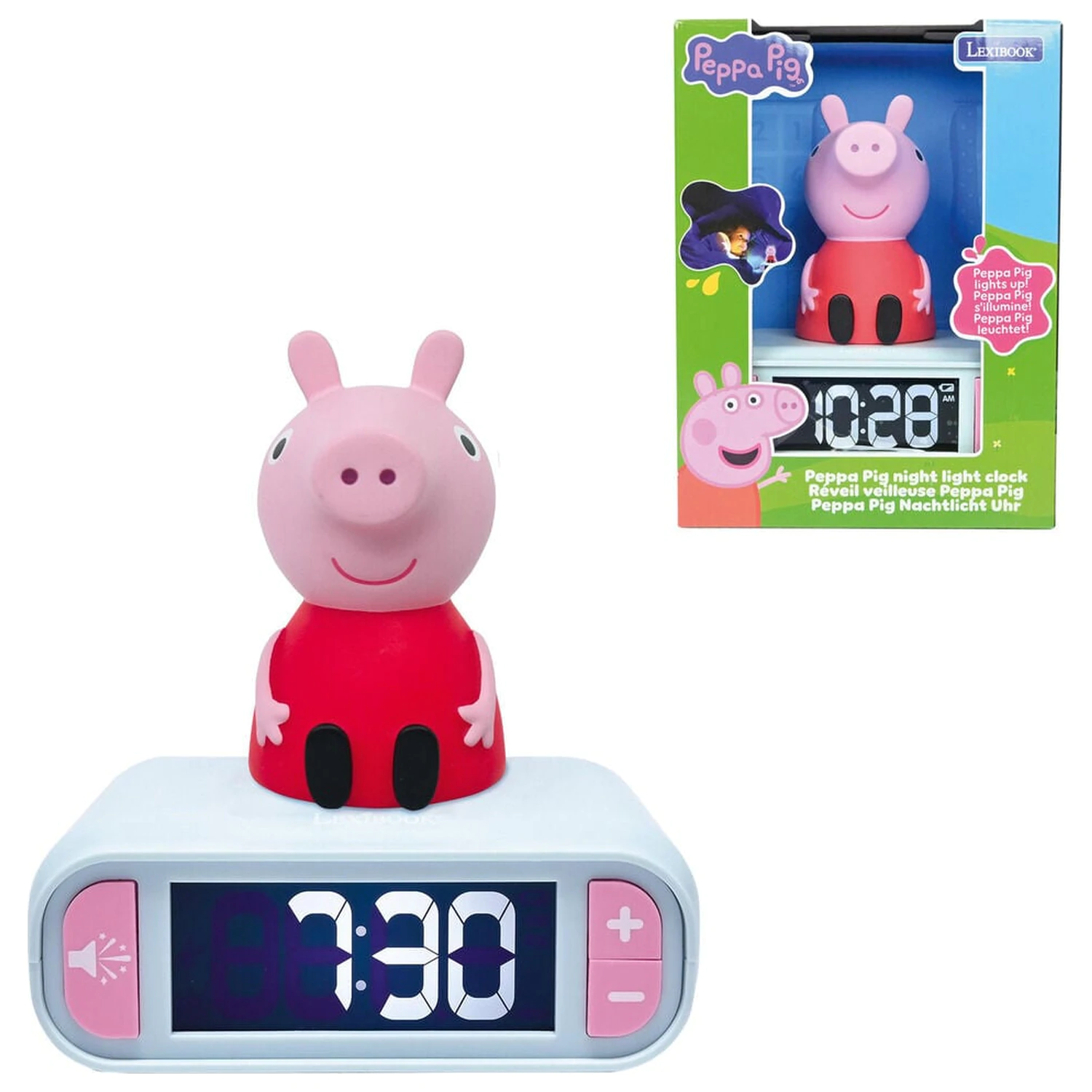 Peppa Pig digitálny budík s 3D nočným svetlom produktová fotografia