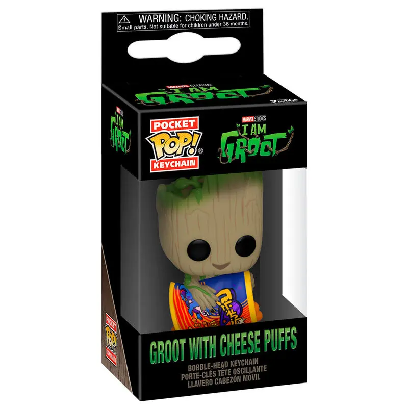 Prívesok na kľúče Pocket POP Marvel I am Groot - Groot with Cheese Puffs produktová fotografia