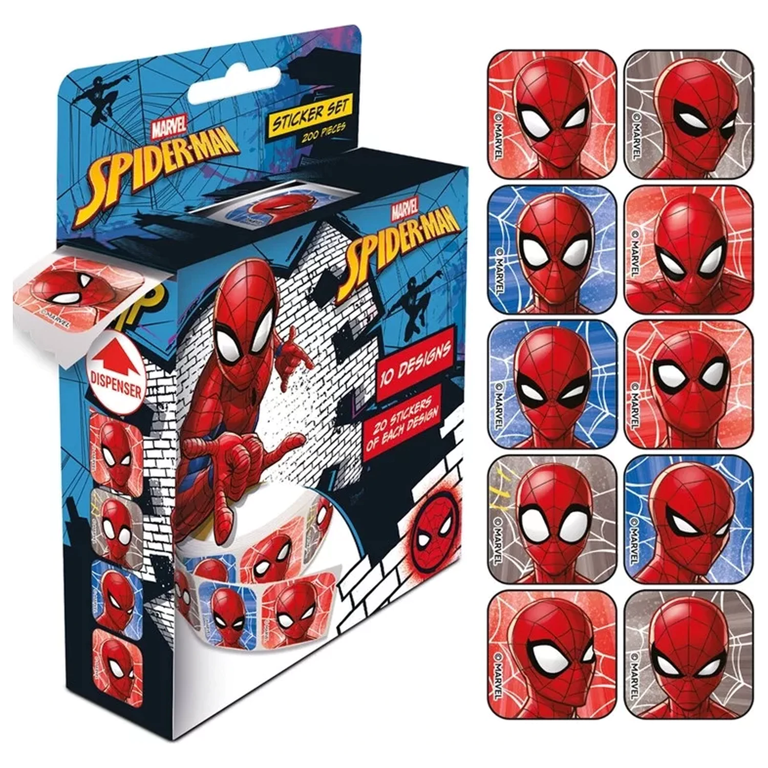 Spider-Man Faces 200-dielna sada nálepiek produktová fotografia