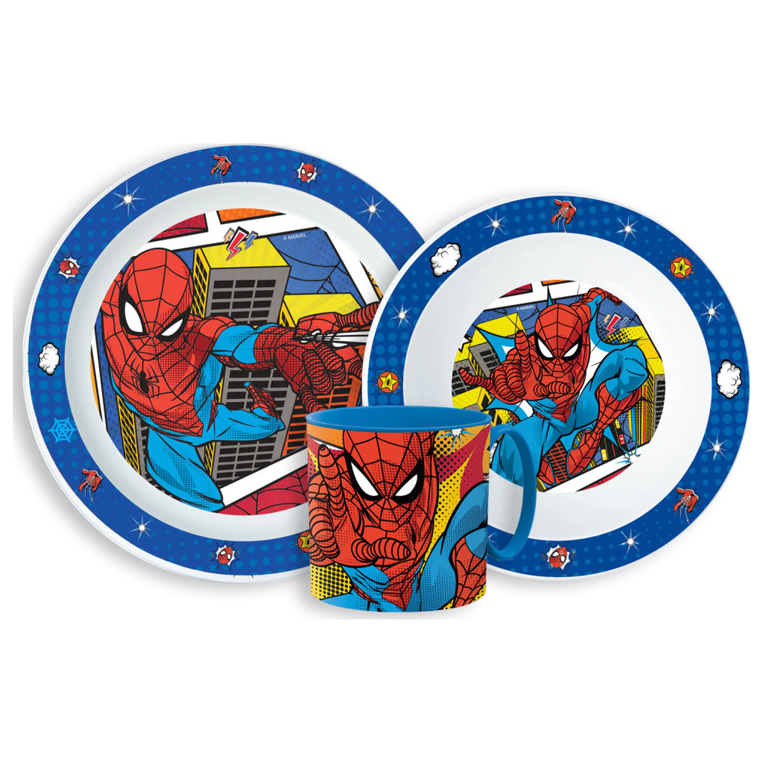 Spider-Man Grid jedálenský set, mikroplastový set s hrnčekom 265 ml produktová fotografia