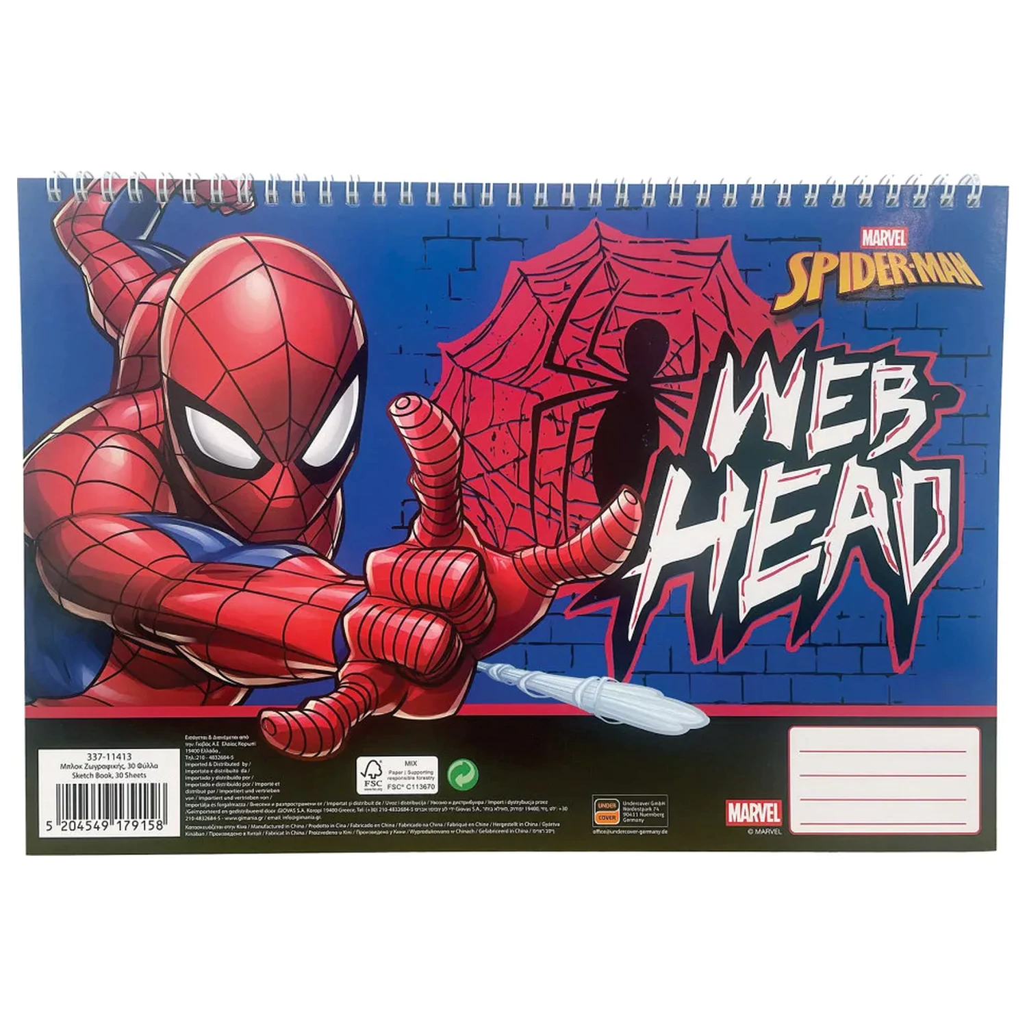 Spider-Man Web Head A/4 špirálový skicár, 30 listov produktová fotografia