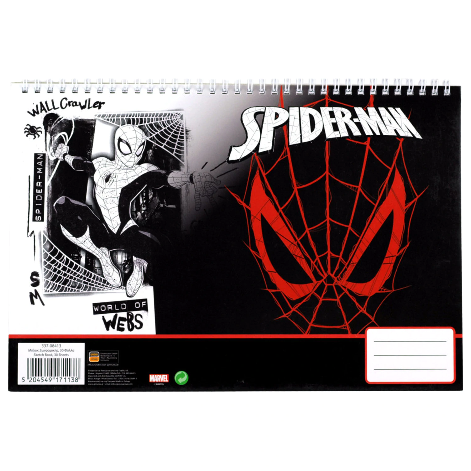 Spider-Man World of Webs A/4 špirálový skicár, 30 listov produktová fotografia