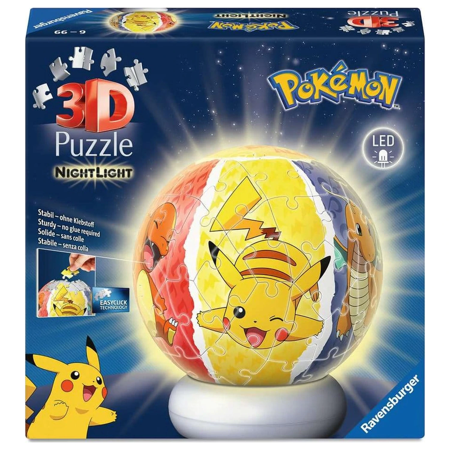 Pokémon 3D puzzle loptová nočná lampa (73 dielikov) produktová fotografia