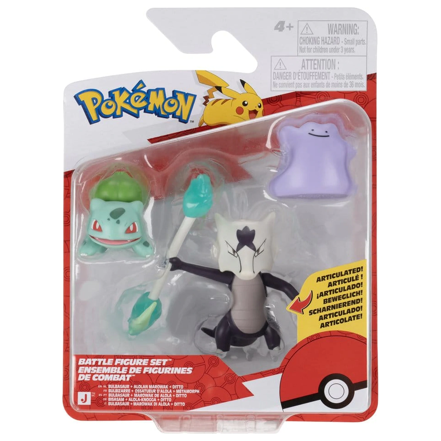 Pokémon Battle Figure Set akčné figúrky Bulbasaur, Ditto & Alolan Marowak (balenie 3 kusov) produktová fotografia