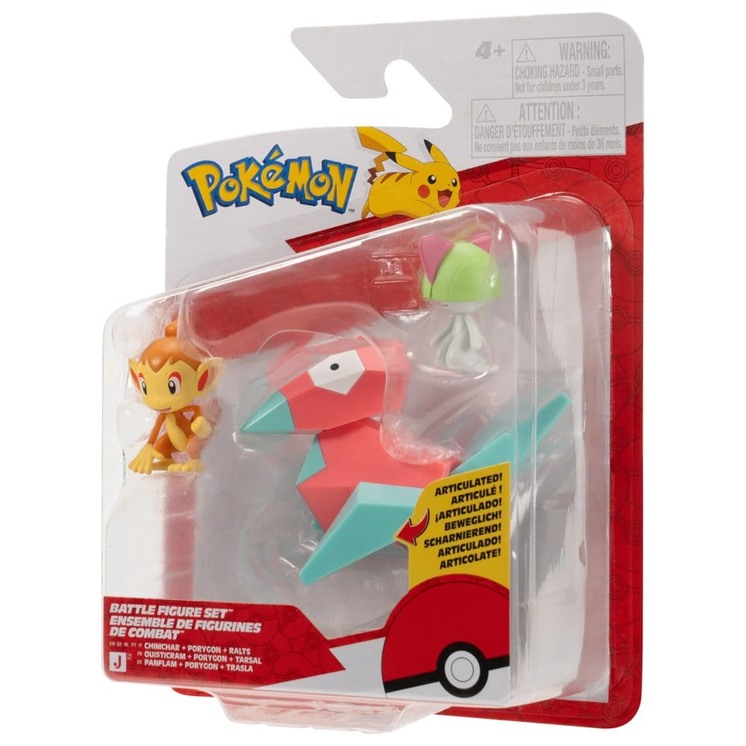 Pokémon Battle Figure Set akčné figúrky Chimchar, Ralts & Porygon (balenie 3 kusov) produktová fotografia