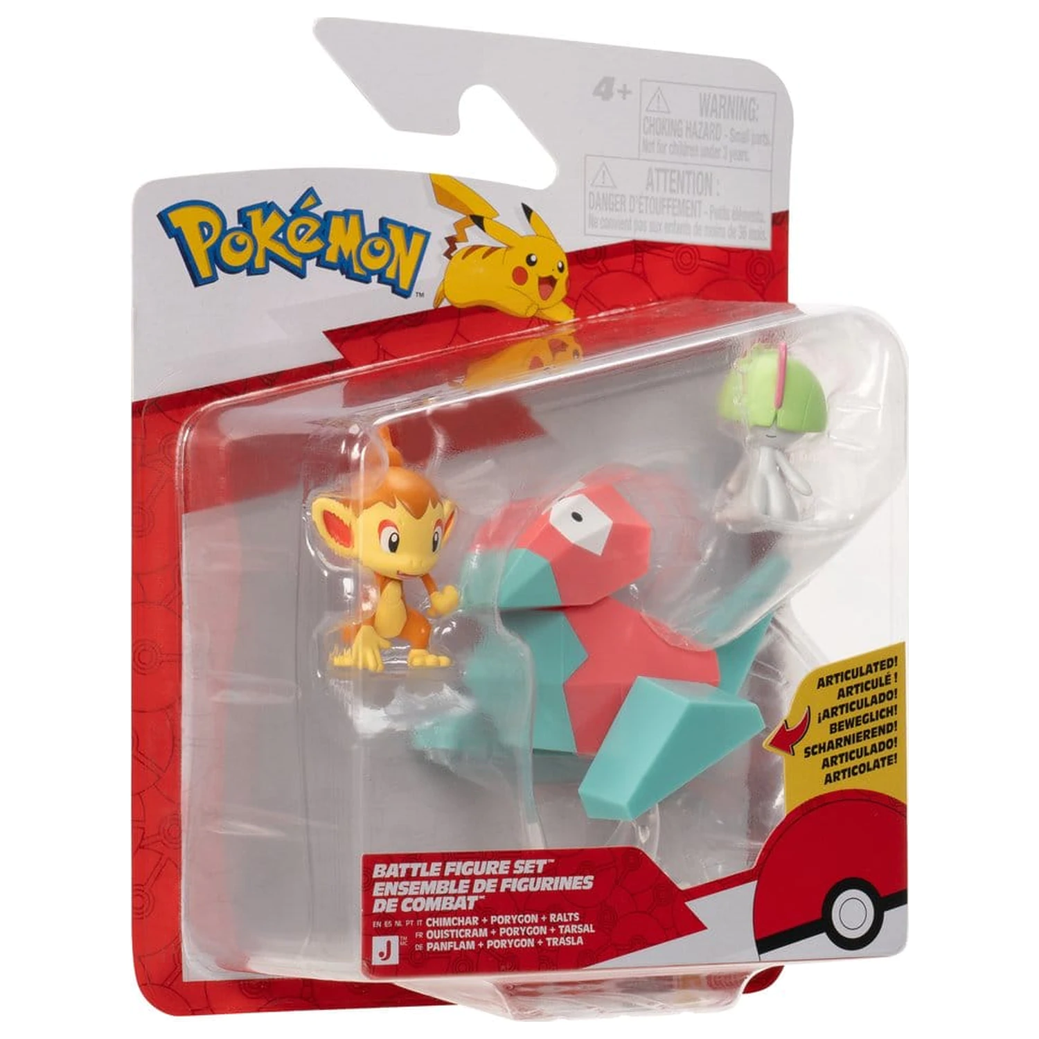 Pokémon Battle Figure Set akčné figúrky Chimchar, Ralts & Porygon (balenie 3 kusov) produktová fotografia
