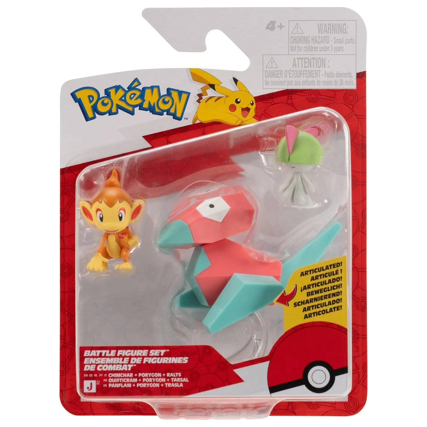 Pokémon Battle Figure Set akčné figúrky Chimchar, Ralts & Porygon (balenie 3 kusov) produktová fotografia