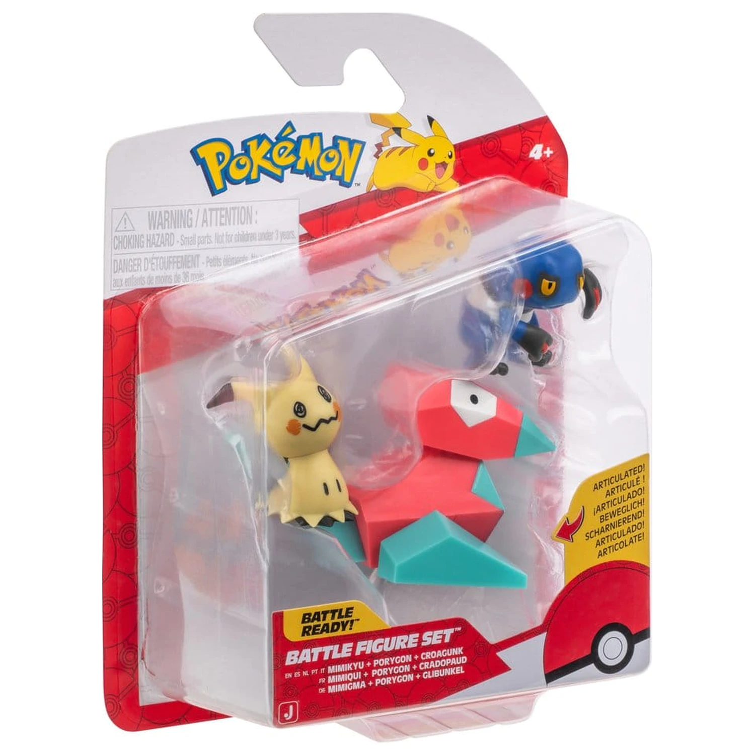 Pokémon bojová figúrka 3-balenie Mimikyu, Porygon a Croagunk produktová fotografia