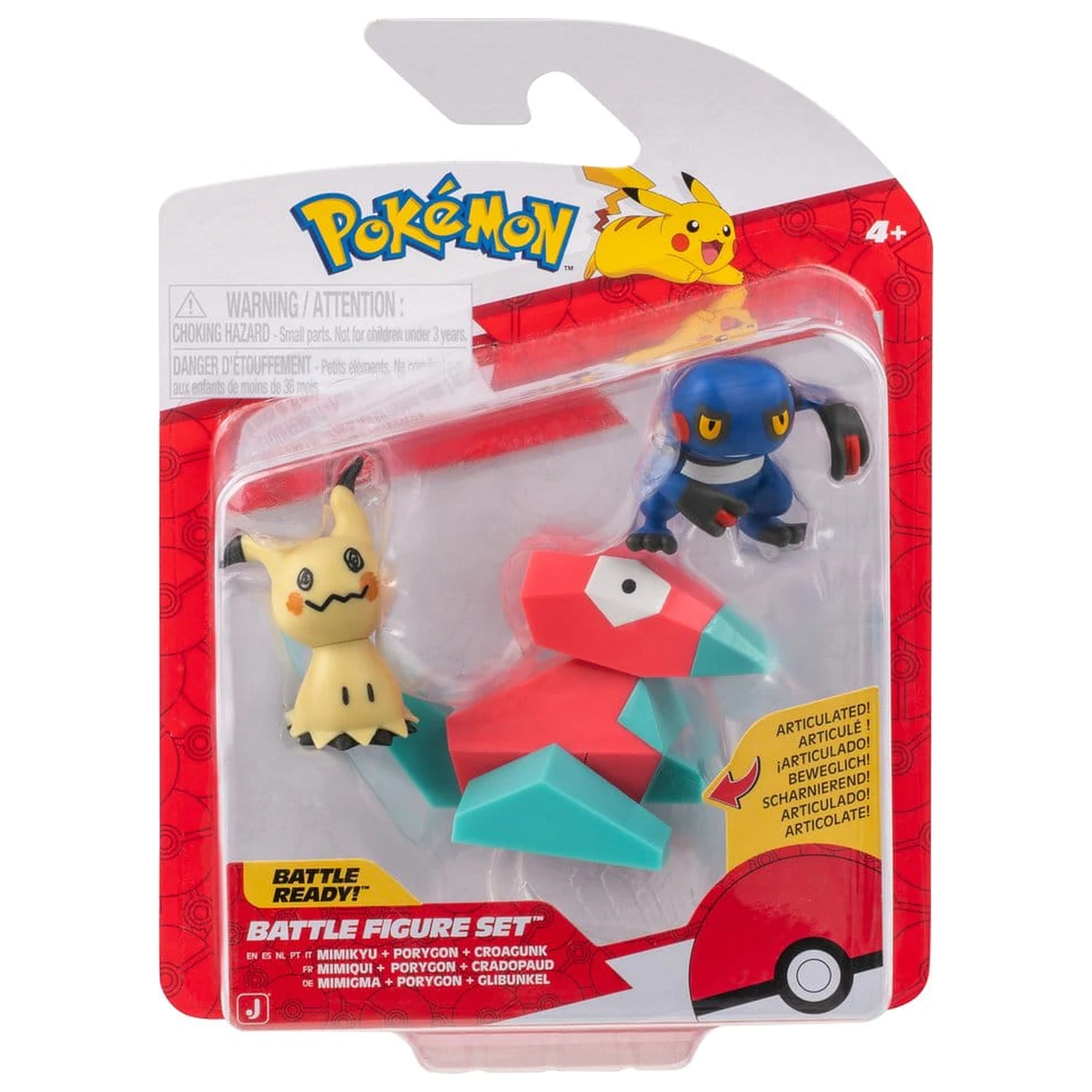 Pokémon bojová figúrka 3-balenie Mimikyu, Porygon a Croagunk produktová fotografia