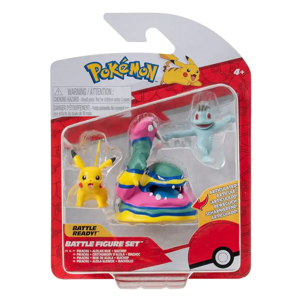 Figúrka sady Pokémon 3 kusy Machop, Pikachu #1, Alolan Muk 5 cm termékfotó