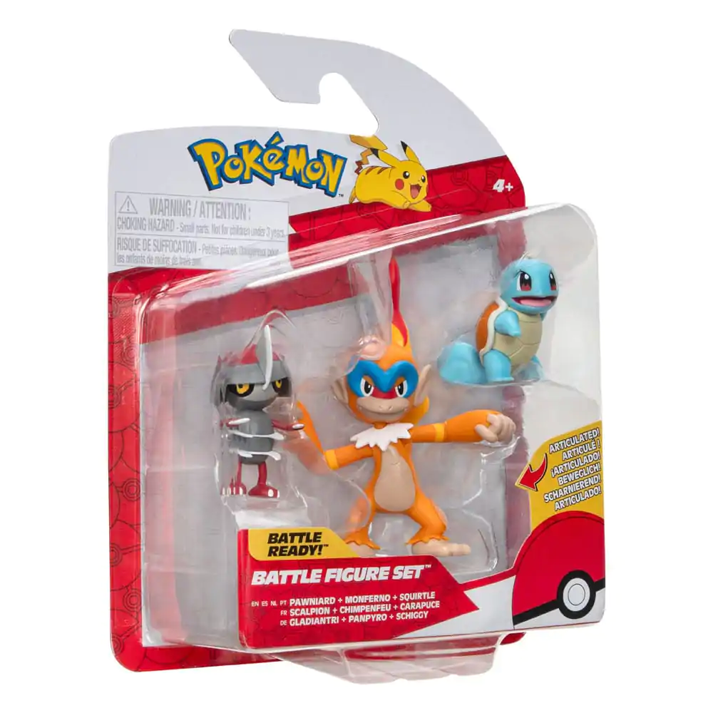 Pokémon Battle Figure Set 3-Pack Pawniard, Squirtle #1, Monferno 5 cm termékfotó