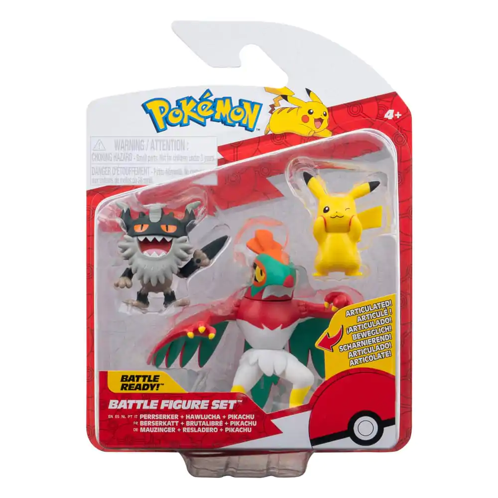 Pokémon Battle Figúrky Set 3-Pack Pikachu #8, Perrserker, Hawlucha 5 cm produktová fotografia