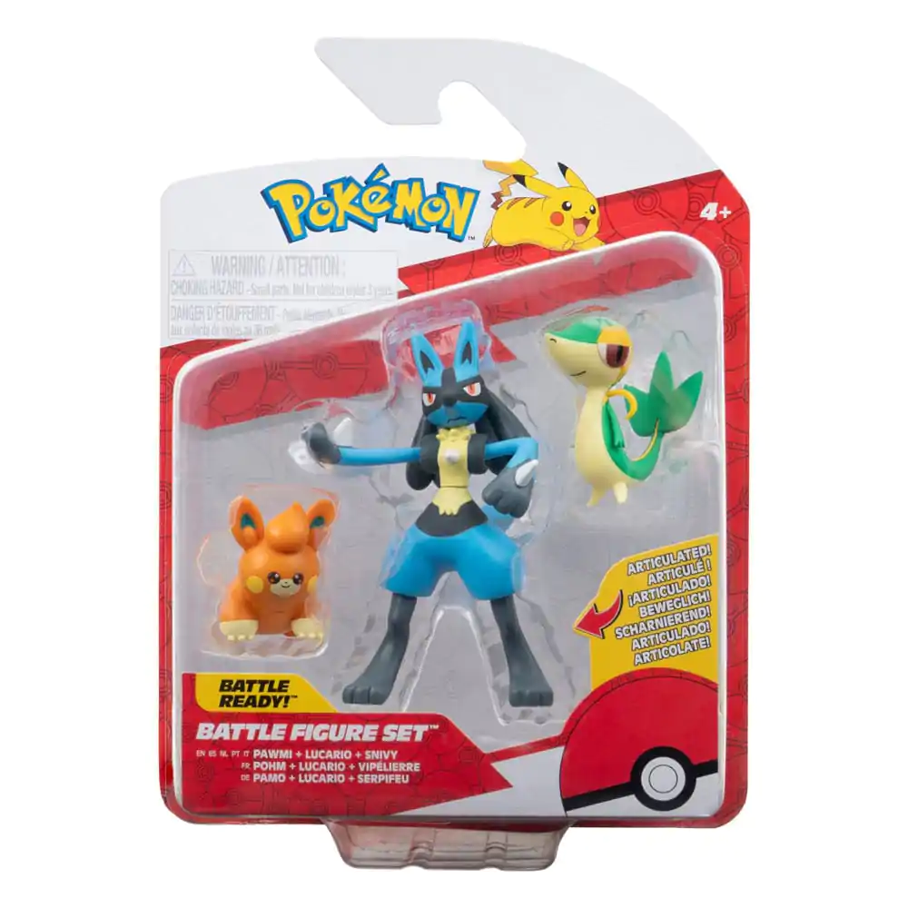 Pokémon Battle Figúrky Sada 3-Pack Snivy, Pawmi, Lucario 5 cm produktová fotografia