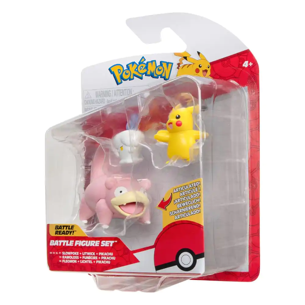 Pokémon Battle Figúrky Set 3-Pack Pikachu (Female), Litwick, Slowpoke 5 cm produktová fotografia