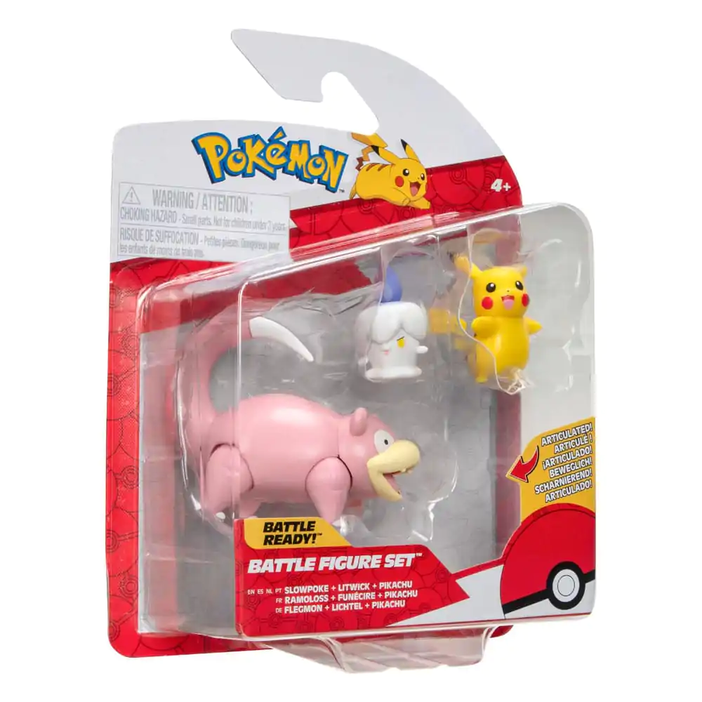 Pokémon Battle Figúrky Set 3-Pack Pikachu (Female), Litwick, Slowpoke 5 cm produktová fotografia