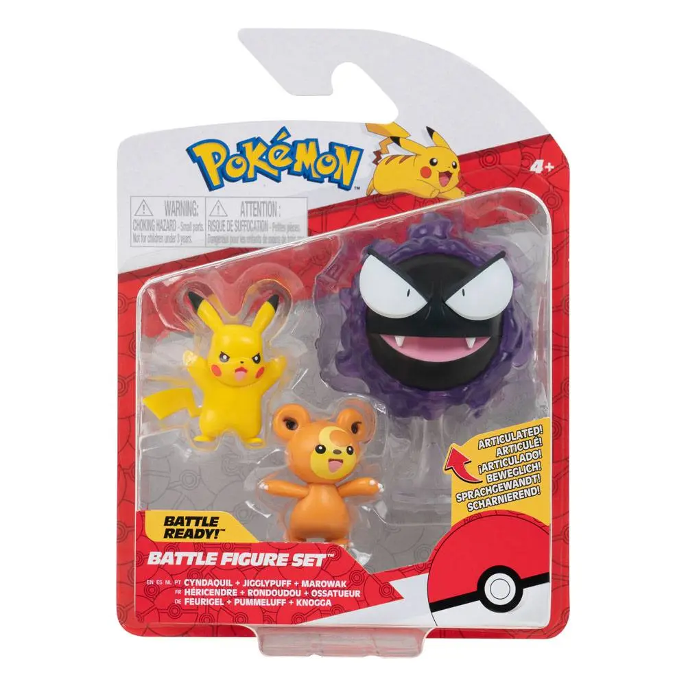 Pokémon Battle Figúrka 3-balenie Teddiursa, Pikachu #9, Gastly 5 cm produktová fotografia
