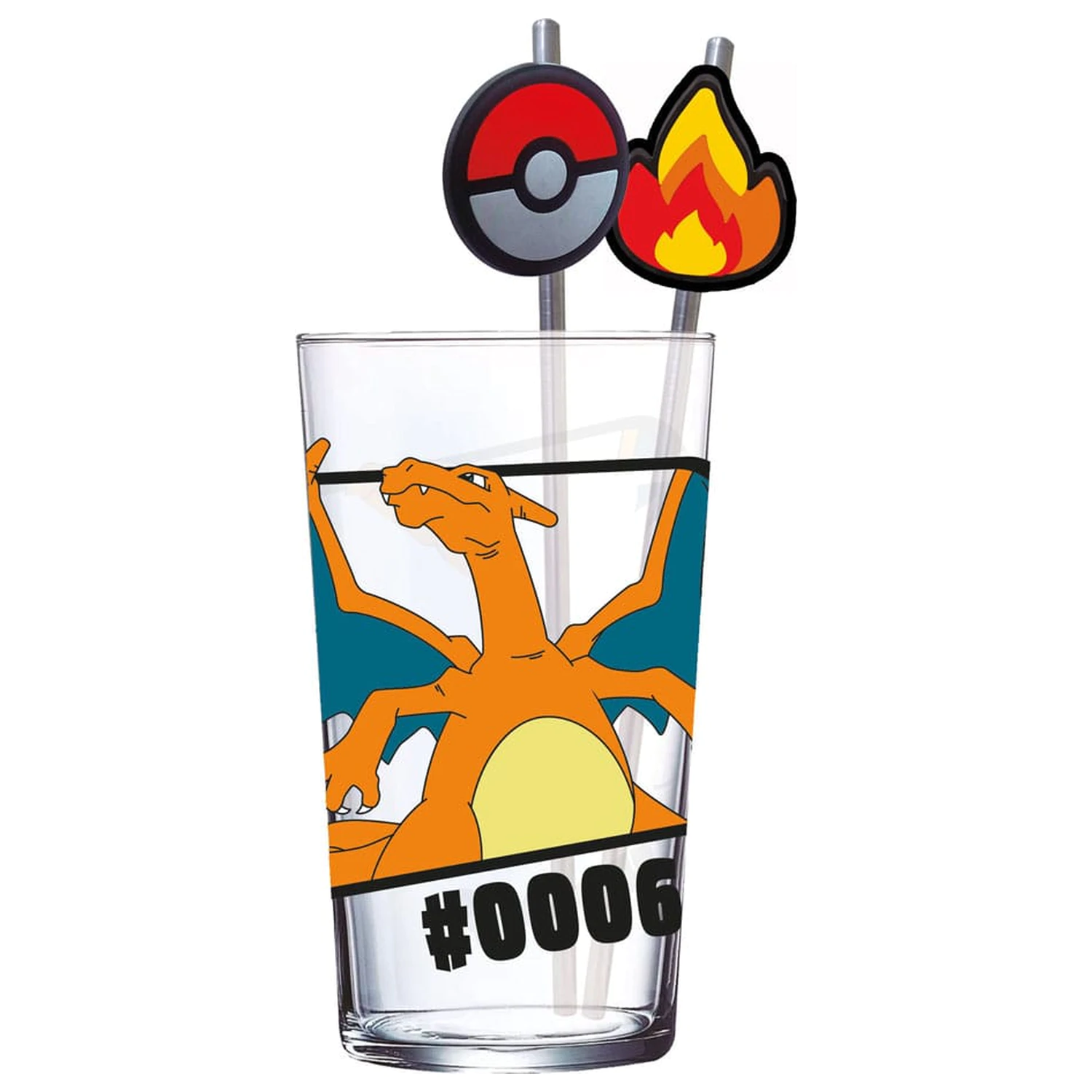 Pokémon sklenený pohár so slamkami Charizard 480 ml produktová fotografia