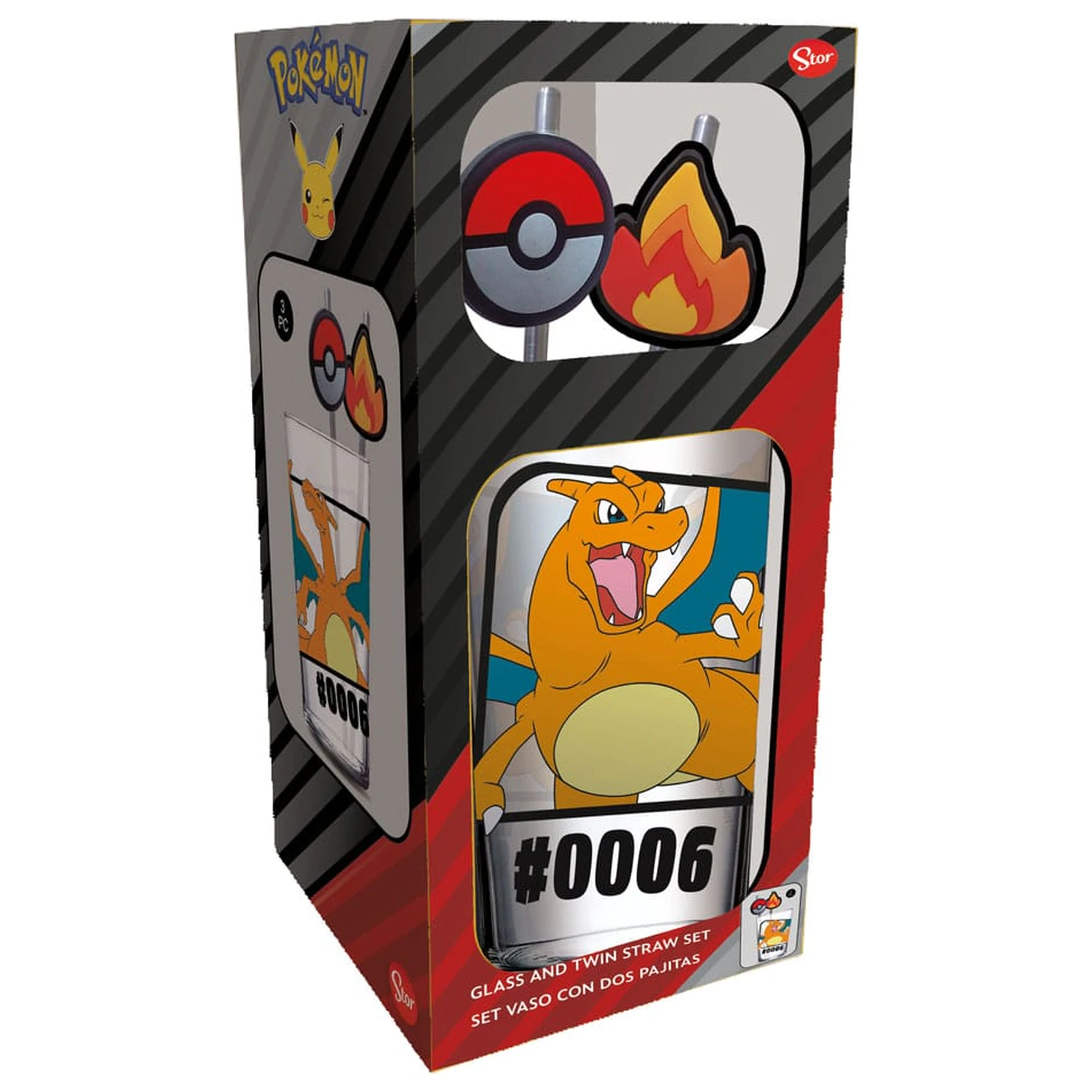 Pokémon sklenený pohár so slamkami Charizard 480 ml produktová fotografia