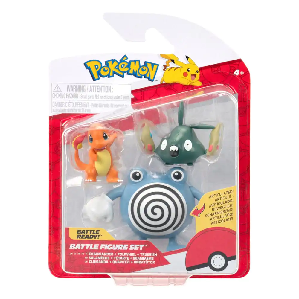 Pokémon First Partner Battle figúrky Set 3-balenie Charmander, Trubbish & Poliwhirl produktová fotografia