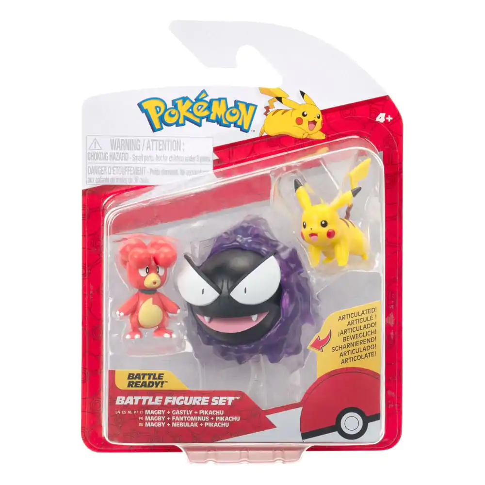 Pokémon First Partner Battle Figure Set Figúrky 3-balenie Magby, Pikachu & Gastly produktová fotografia