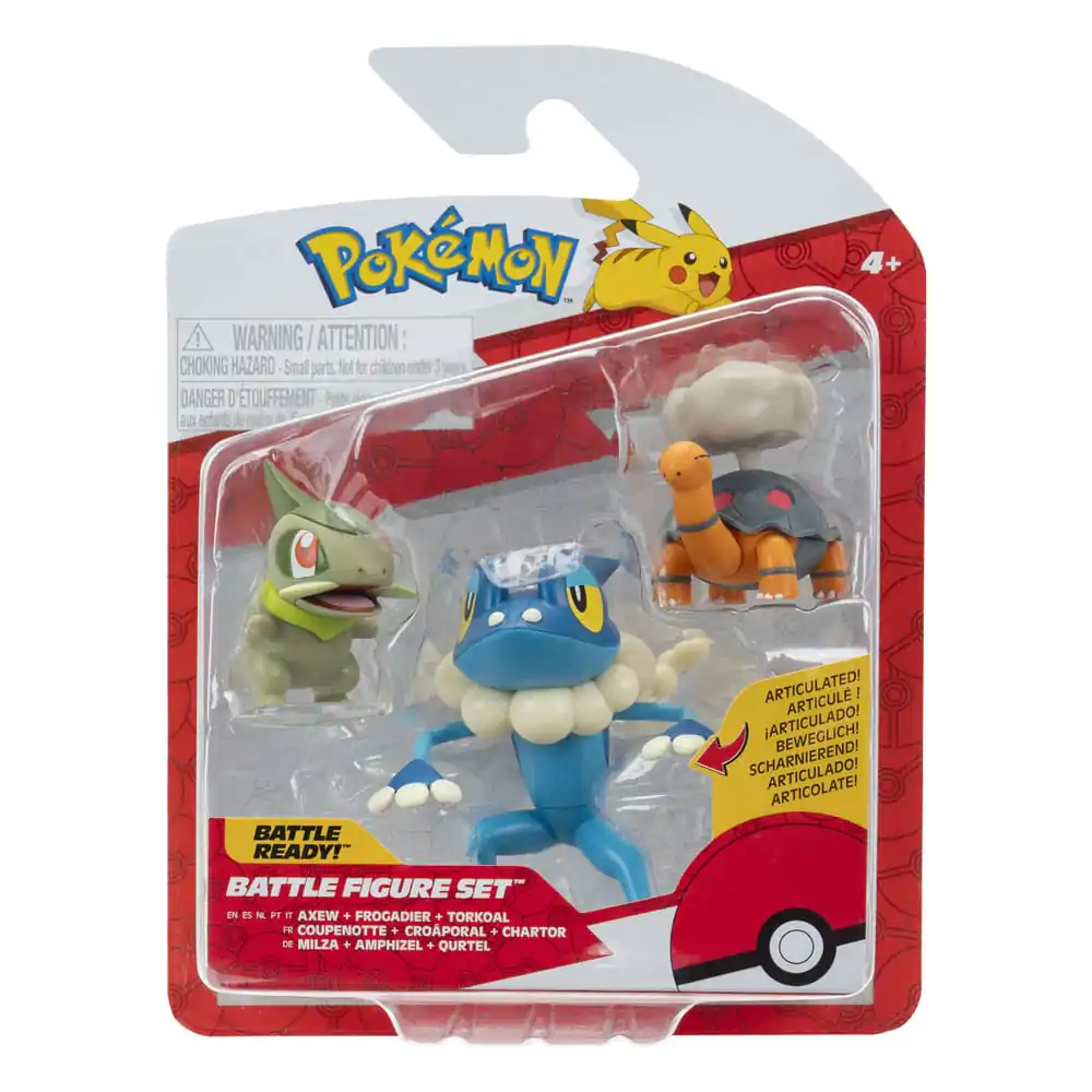 Pokémon First Partner Battle figúrka Set figúrok 3-Pack Torkoal, Axew & Frogadier produktová fotografia