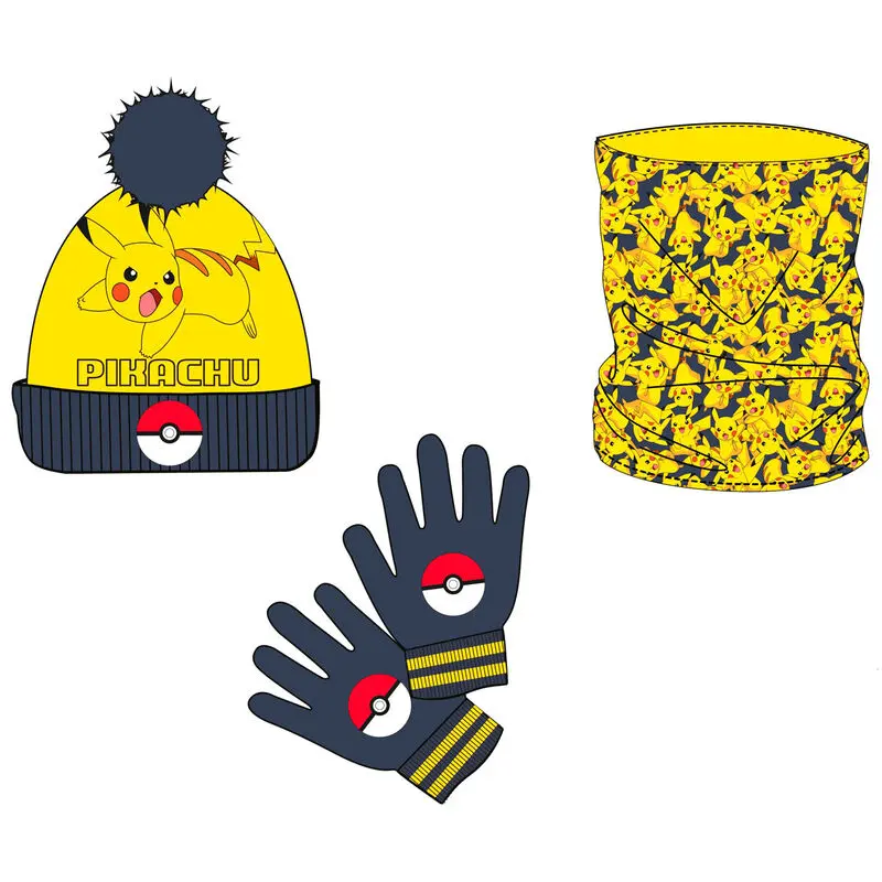 Pokémon Pikachu snood, čiapka a rukavice - set termékfotó