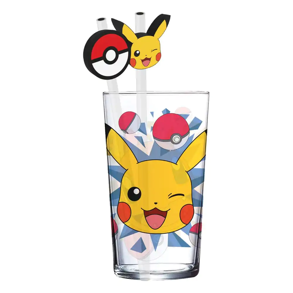 Pokémon Sklenený Tumbler so slamkami Pikachu 485 ml produktová fotografia